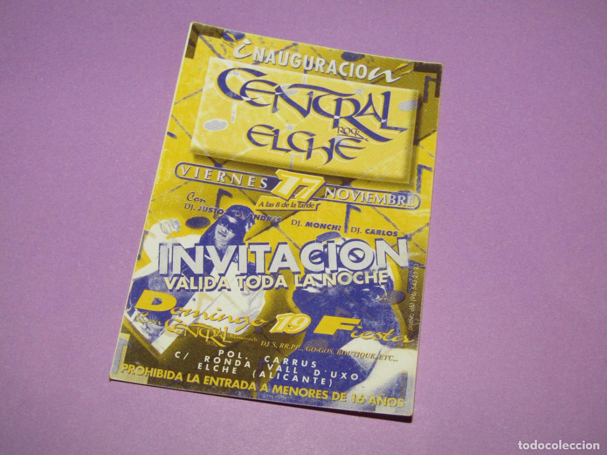 Etiquetas antiguas: Antigua Invitaci&oacute;n FLYER Entrada de la Discoteca CENTRAL ROCK de ALMORAD&Iacute; - A&ntilde;o 1990s.