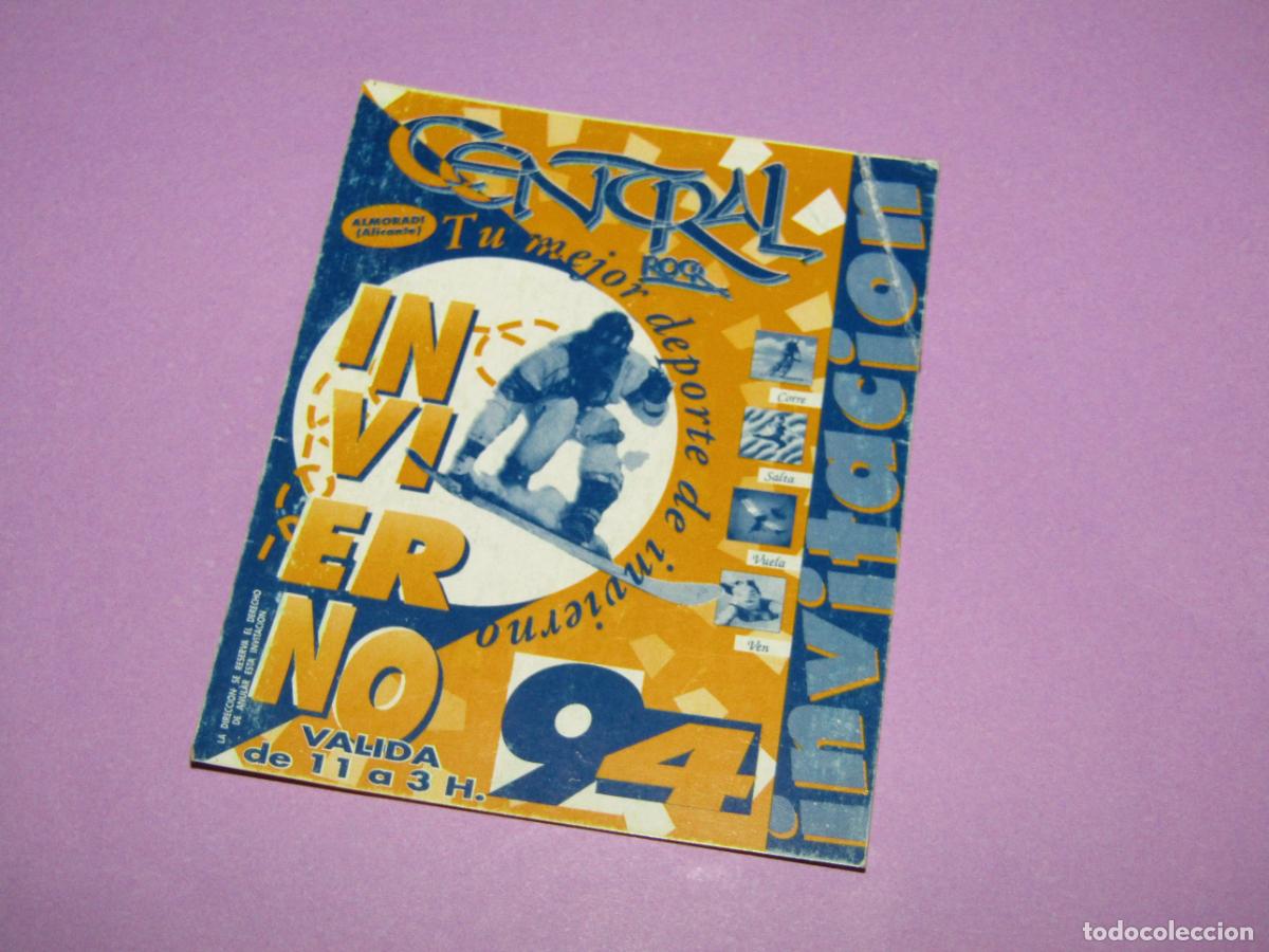 Etiquetas antiguas: Antigua Invitaci&oacute;n FLYER Entrada de la Discoteca CENTRAL ROCK de ALMORAD&Iacute; - A&ntilde;o 1994