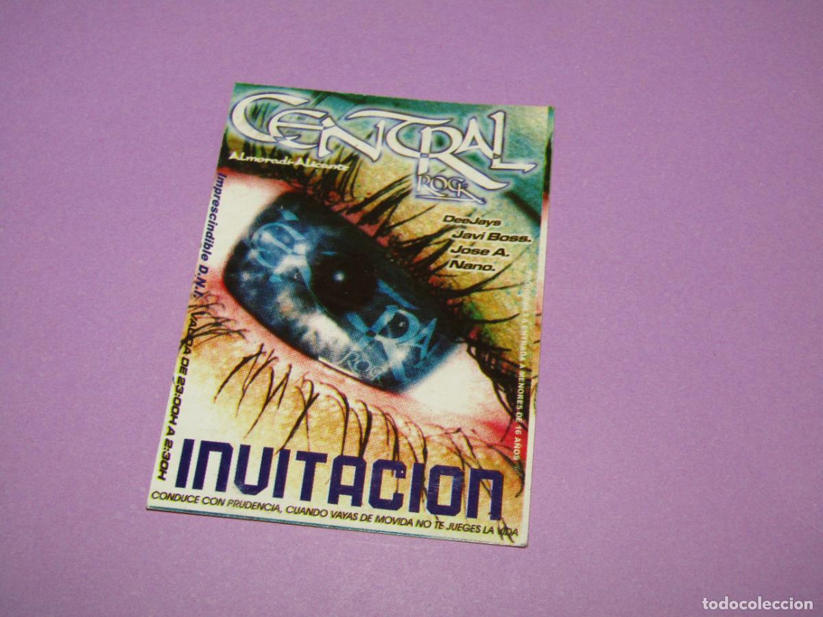 Etiquetas antiguas: Antigua Invitaci&oacute;n FLYER Entrada de la Discoteca CENTRAL ROCK de ALMORAD&Iacute; - A&ntilde;o 1990s.
