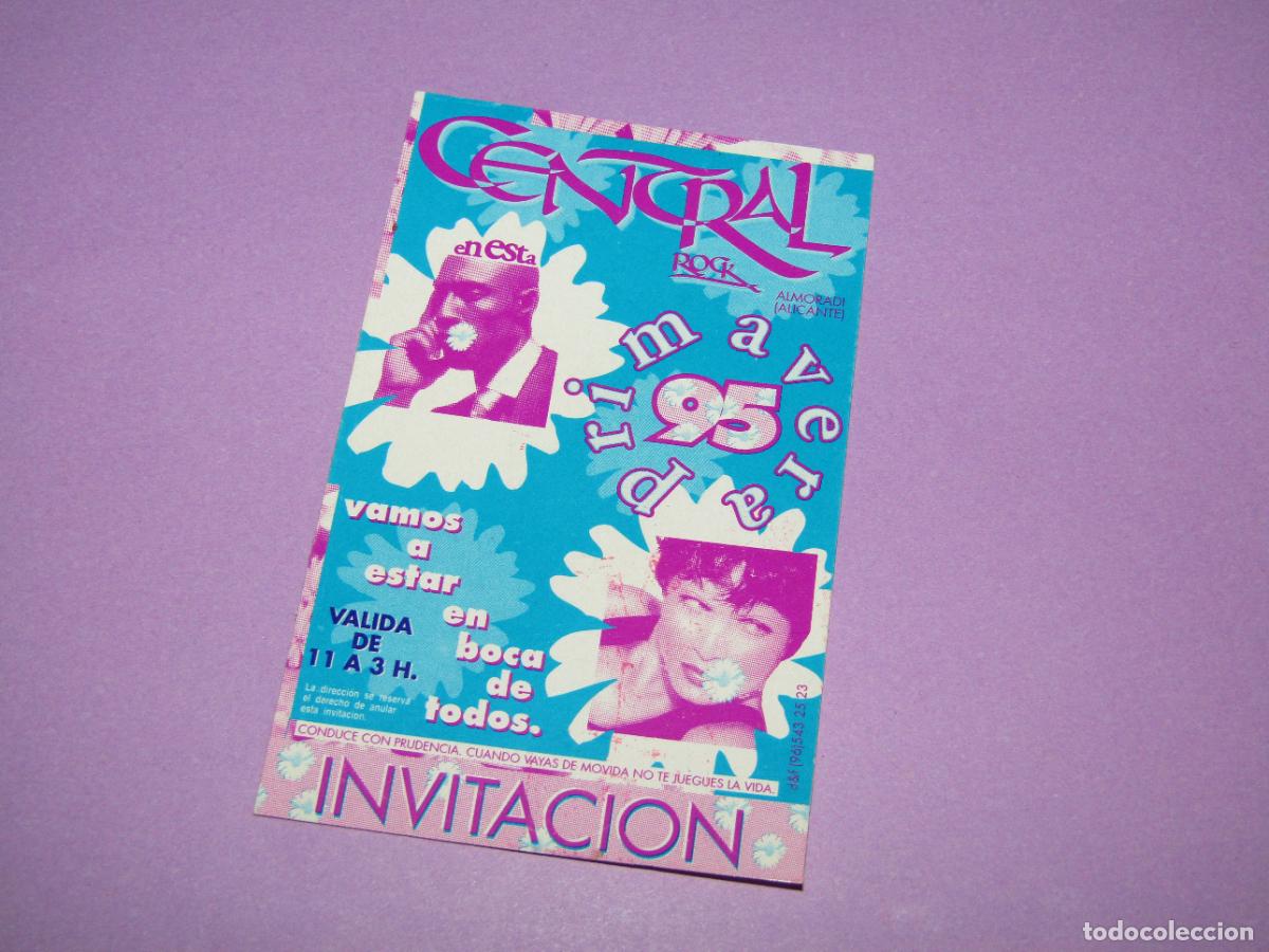 Etiquetas antiguas: Antigua Invitaci&oacute;n FLYER Entrada de la Discoteca CENTRAL ROCK de ALMORAD&Iacute; - A&ntilde;o 1995