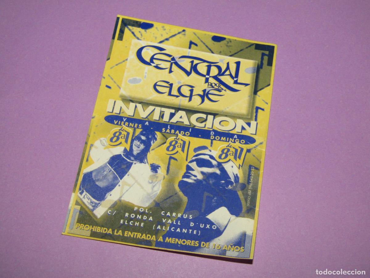 Etiquetas antiguas: Antigua Invitaci&oacute;n FLYER Entrada de la Discoteca CENTRAL ROCK de ALMORAD&Iacute; - A&ntilde;o 1990s.