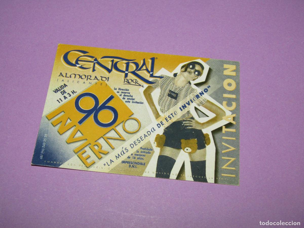 Etiquetas antiguas: Antigua Invitaci&oacute;n FLYER Entrada de la Discoteca CENTRAL ROCK de ALMORAD&Iacute; - A&ntilde;o 1996