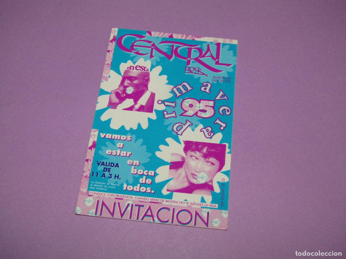 Etiquetas antiguas: Antigua Invitaci&oacute;n FLYER Entrada de la Discoteca CENTRAL ROCK de ALMORAD&Iacute; - A&ntilde;o 1995