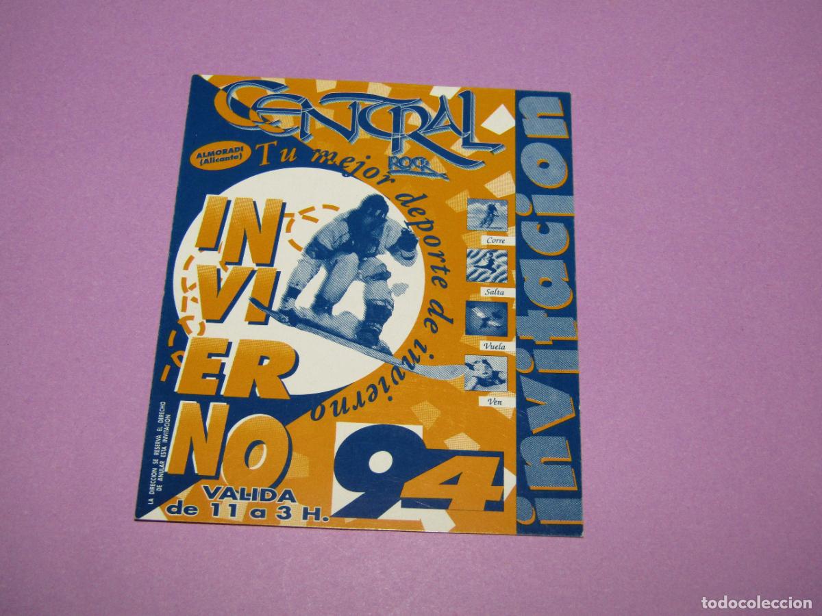 Etiquetas antiguas: Antigua Invitaci&oacute;n FLYER Entrada de la Discoteca CENTRAL ROCK de ALMORAD&Iacute; - A&ntilde;o 1994