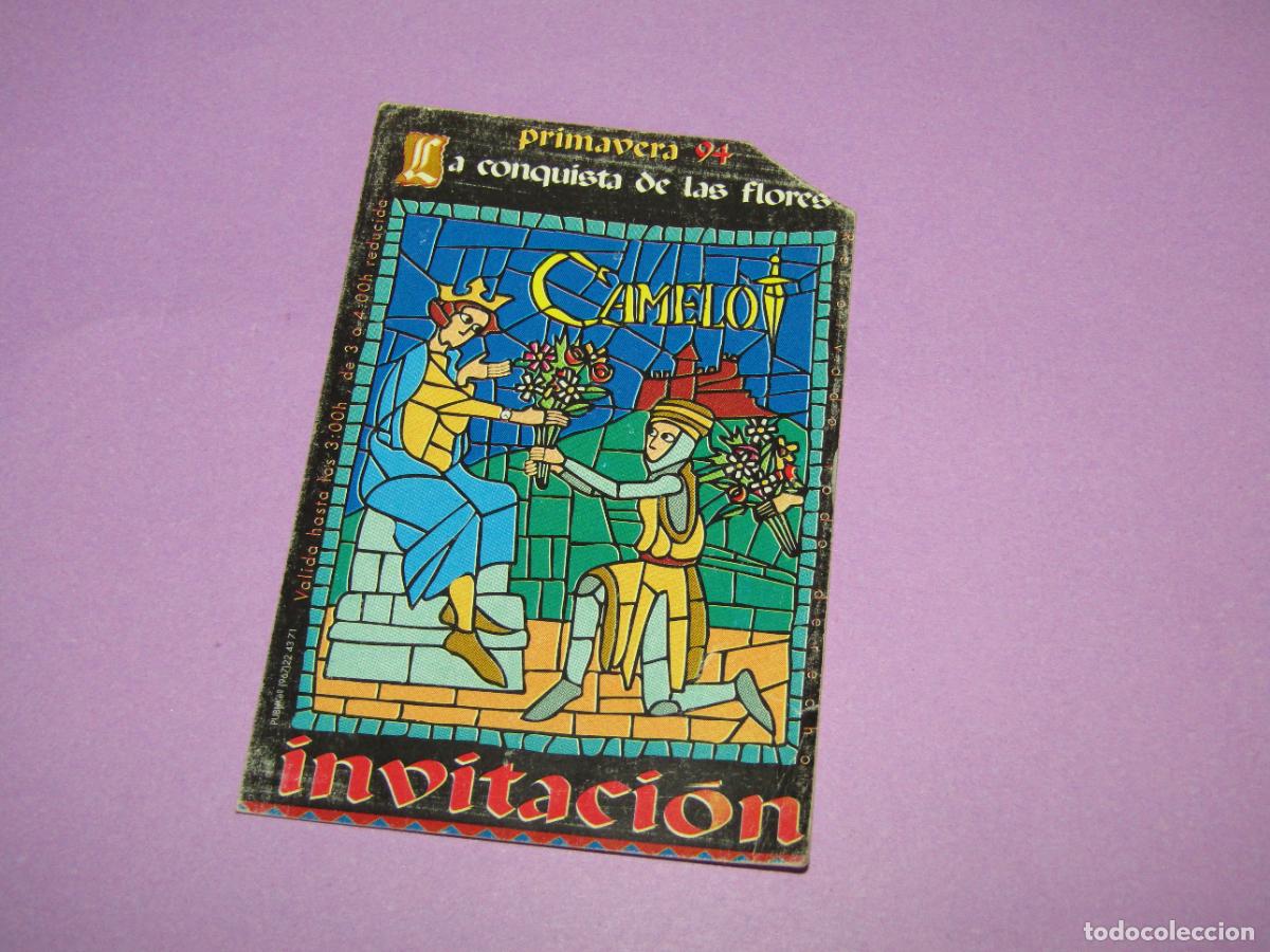 Etiquetas antiguas: Antigua Invitaci&oacute;n FLYER Entrada de la Discoteca CAMELOT de SANTA POLA - A&ntilde;o 1994