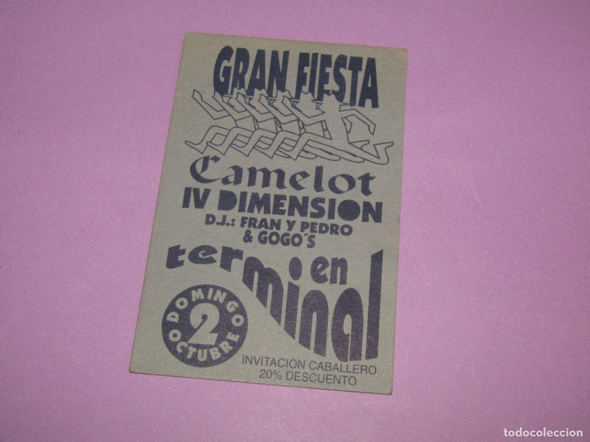 Etiquetas antiguas: Antigua Invitaci&oacute;n FLYER Entrada de la Discoteca CAMELOT de SANTA POLA - A&ntilde;o 1990s.