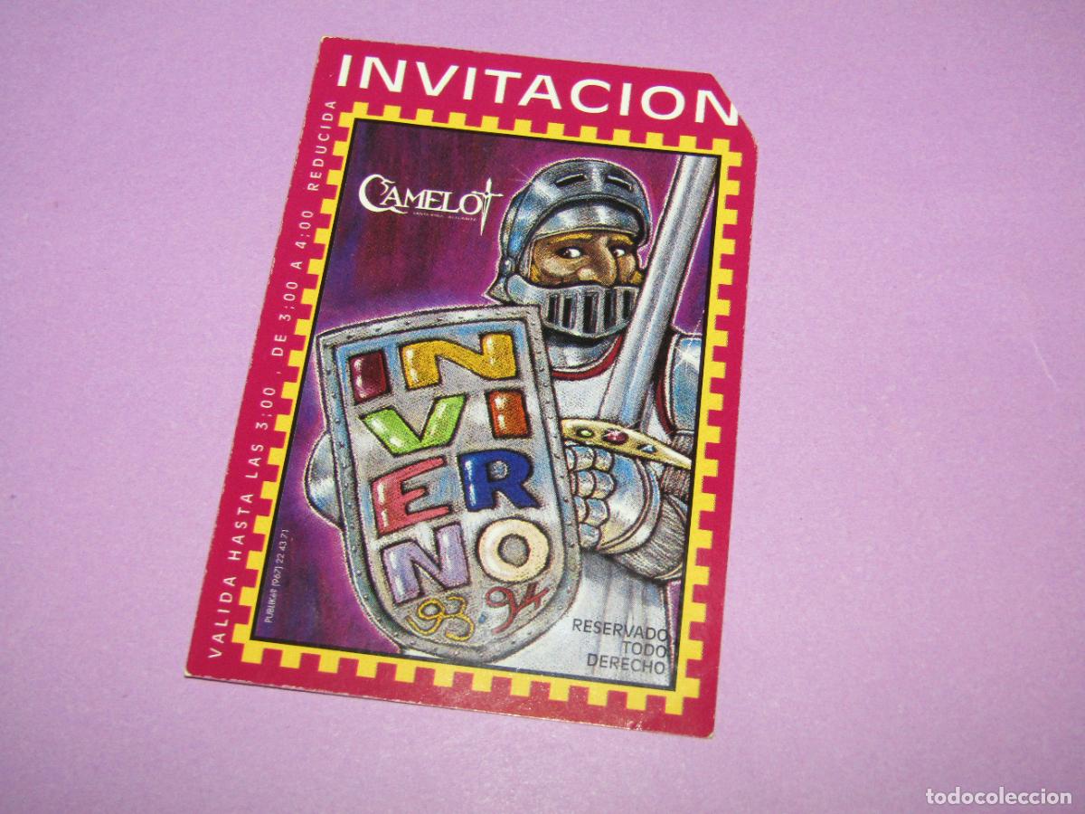 Etiquetas antiguas: Antigua Invitaci&oacute;n FLYER Entrada de la Discoteca CAMELOT de SANTA POLA - A&ntilde;o 1990s.