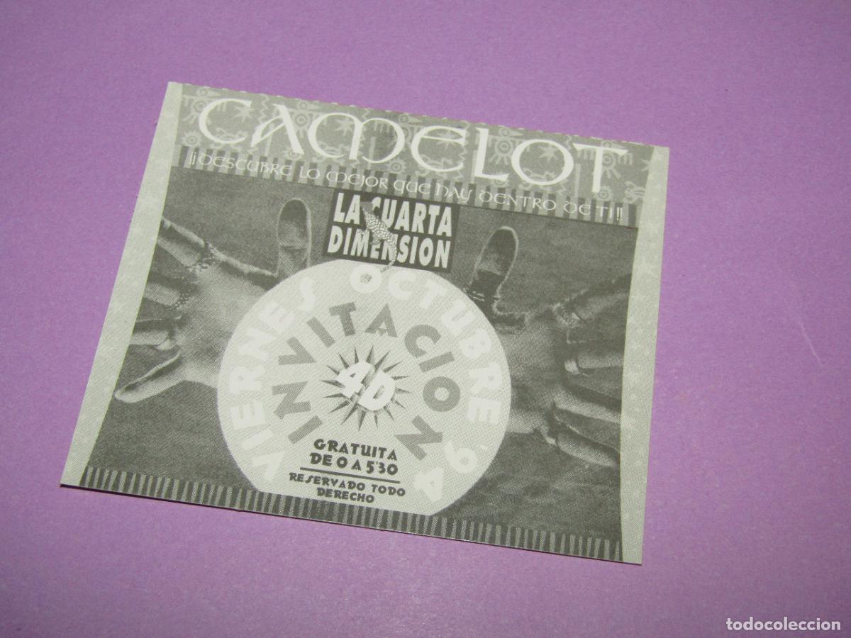 Etiquetas antiguas: Antigua Invitaci&oacute;n FLYER Entrada de la Discoteca CAMELOT de SANTA POLA - A&ntilde;o 1990s.