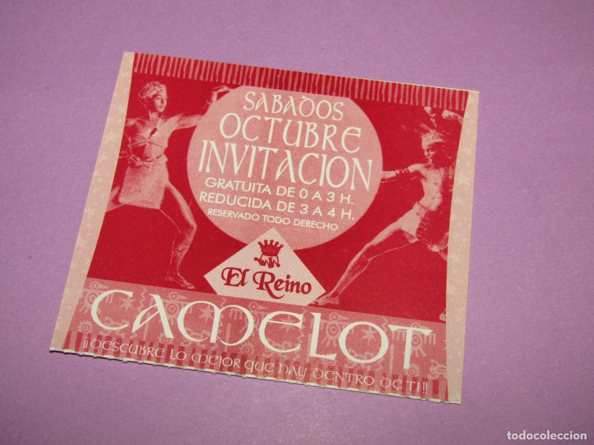 Etiquetas antiguas: Antigua Invitaci&oacute;n FLYER Entrada de la Discoteca CAMELOT de SANTA POLA - A&ntilde;o 1990s.