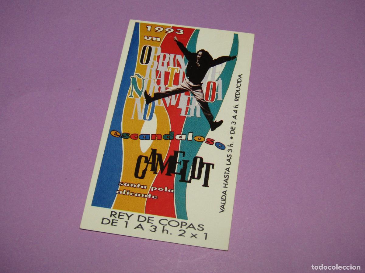 Etiquetas antiguas: Antigua Invitaci&oacute;n FLYER Entrada de la Discoteca CAMELOT de SANTA POLA - A&ntilde;o 1993