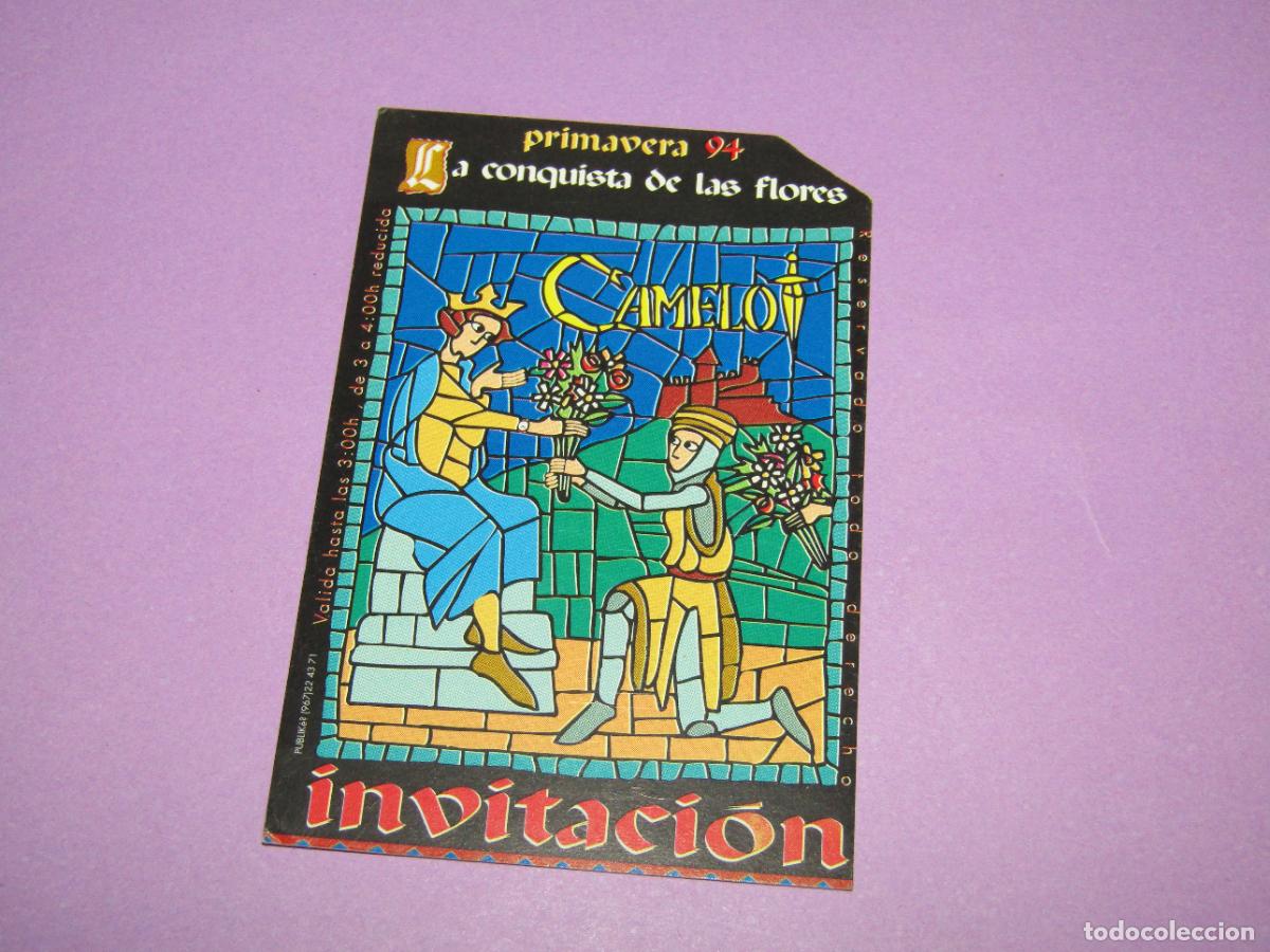 Etiquetas antiguas: Antigua Invitaci&oacute;n FLYER Entrada de la Discoteca CAMELOT de SANTA POLA - A&ntilde;o 1994