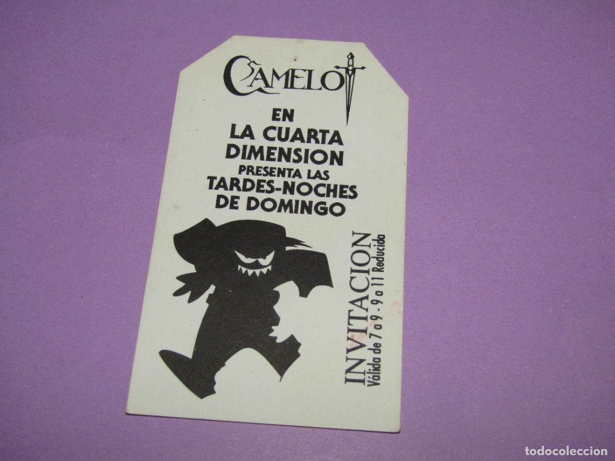 Etiquetas antiguas: Antigua Invitaci&oacute;n FLYER Entrada de la Discoteca CAMELOT de SANTA POLA - A&ntilde;o 1990s.