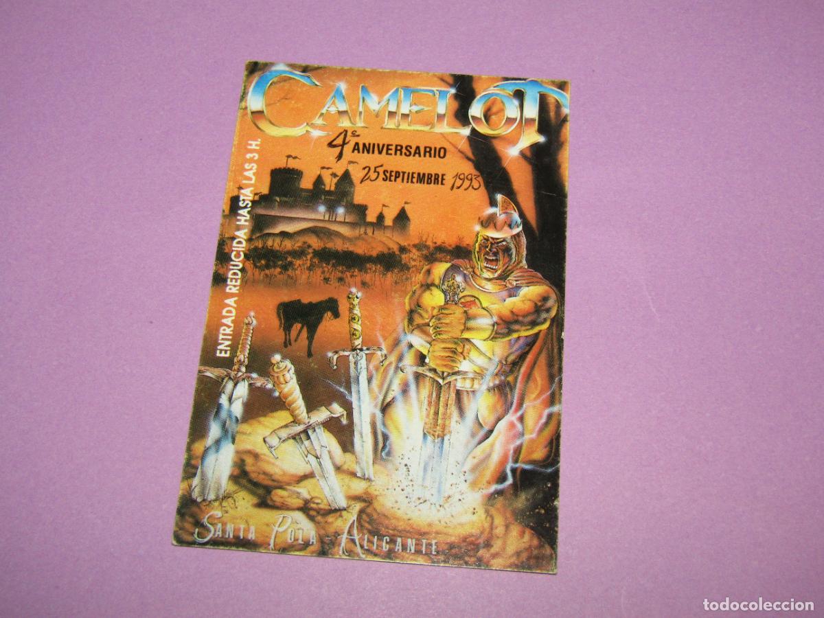 Etiquetas antiguas: Antigua Invitaci&oacute;n FLYER Entrada de la Discoteca CAMELOT de SANTA POLA - A&ntilde;o 1993
