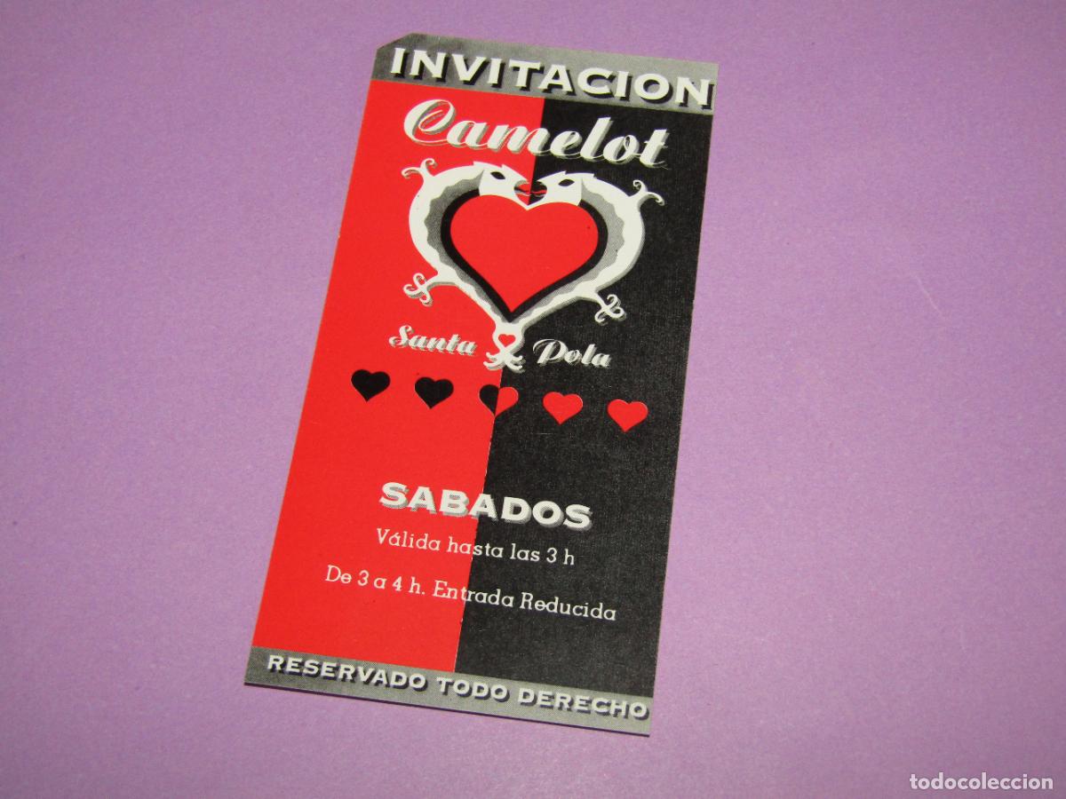 Etiquetas antiguas: Antigua Invitaci&oacute;n FLYER Entrada de la Discoteca CAMELOT de SANTA POLA - A&ntilde;o 1990s.