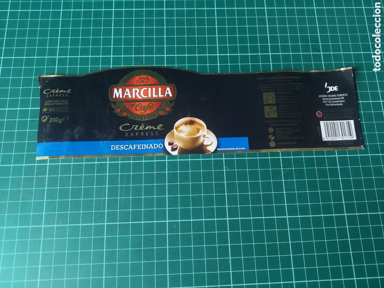 Etiquetas antiguas: Etiqueta caf&eacute; marcilla descafeinado crene exoress