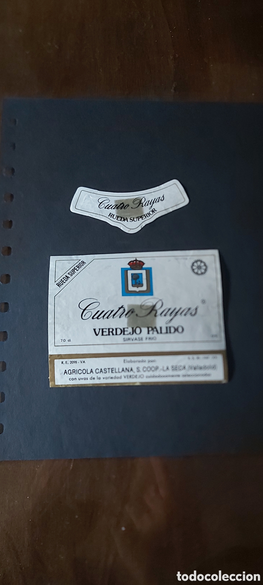 Etiquetas antiguas: ETIQUETA DE VINO VERDEJO PALIDO. CUATRO RAYAS. RUEDA SUPERIOR. LA SECA. VALLADOLID