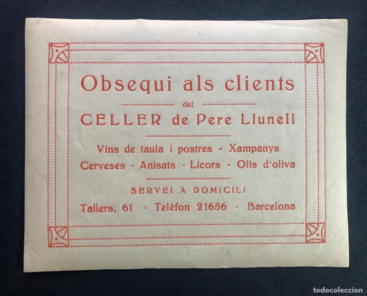 Etiquetas antiguas: ETIQUETA A&Ntilde;O 1931 / CELLER DE PERE LLUNELL / VINS DE TAULA - CERVESES / ANIS / LICORS / BARCELONA
