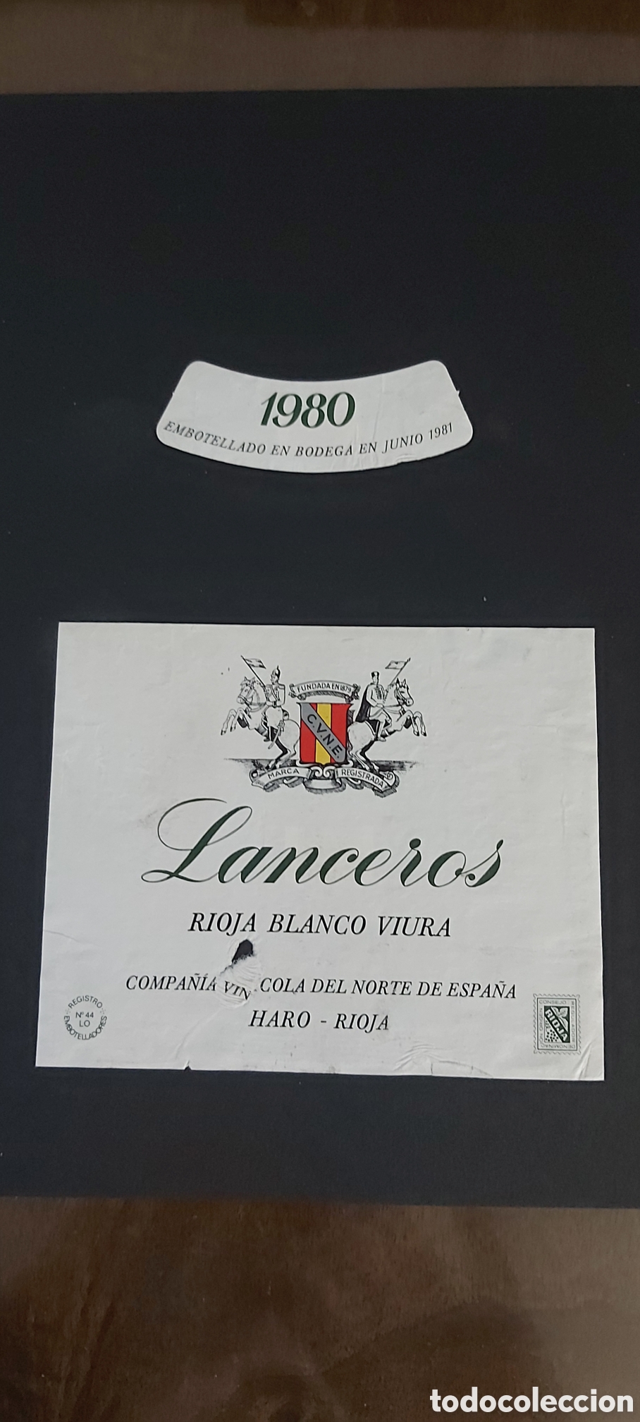 Etiquetas antiguas: ETIQUETA VINO LANCEROS. RIOJA BLANCO VIURA. 1980. HARO