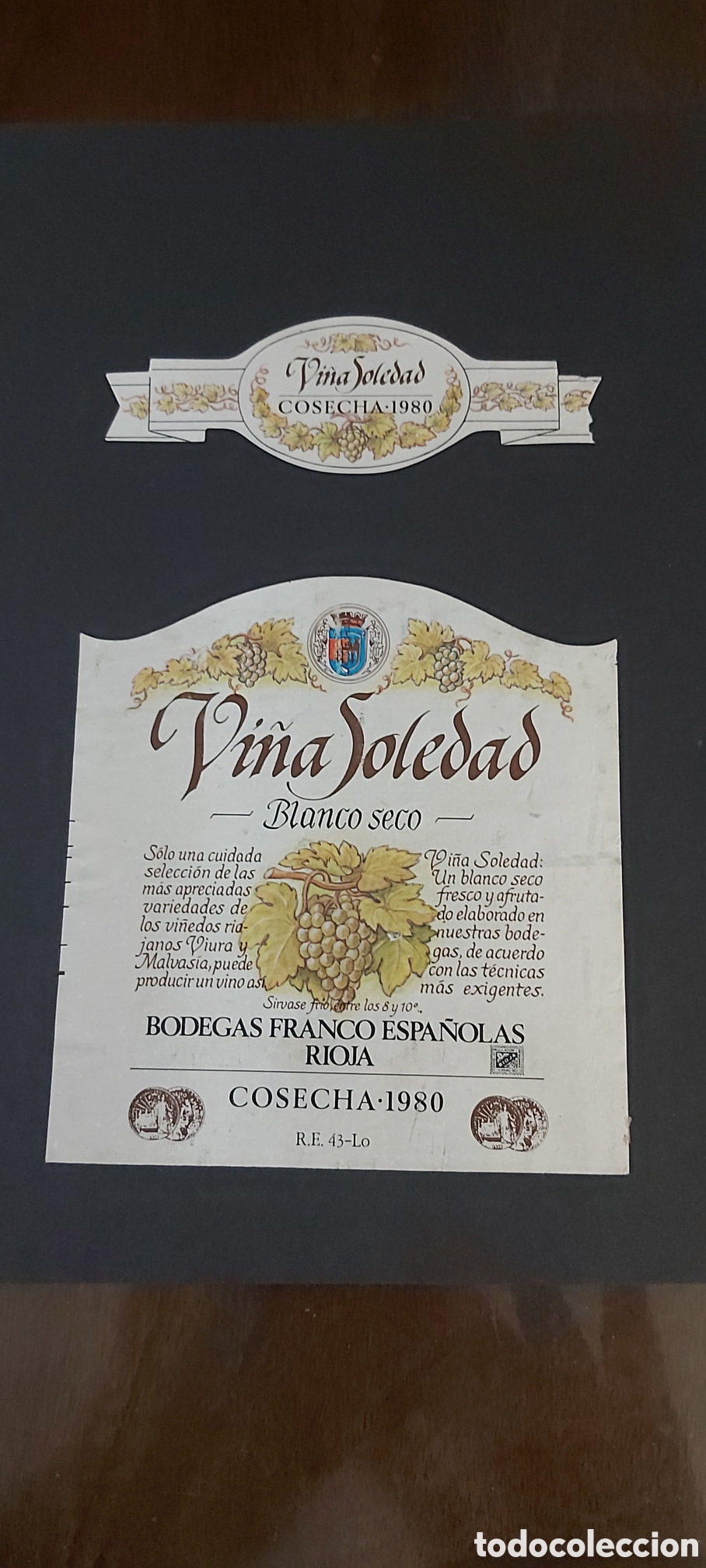 Etiquetas antiguas: ETIQUETA DE VINO VI&Ntilde;A SOLEDAD. BLANCO SECO. RIOJA. 1980
