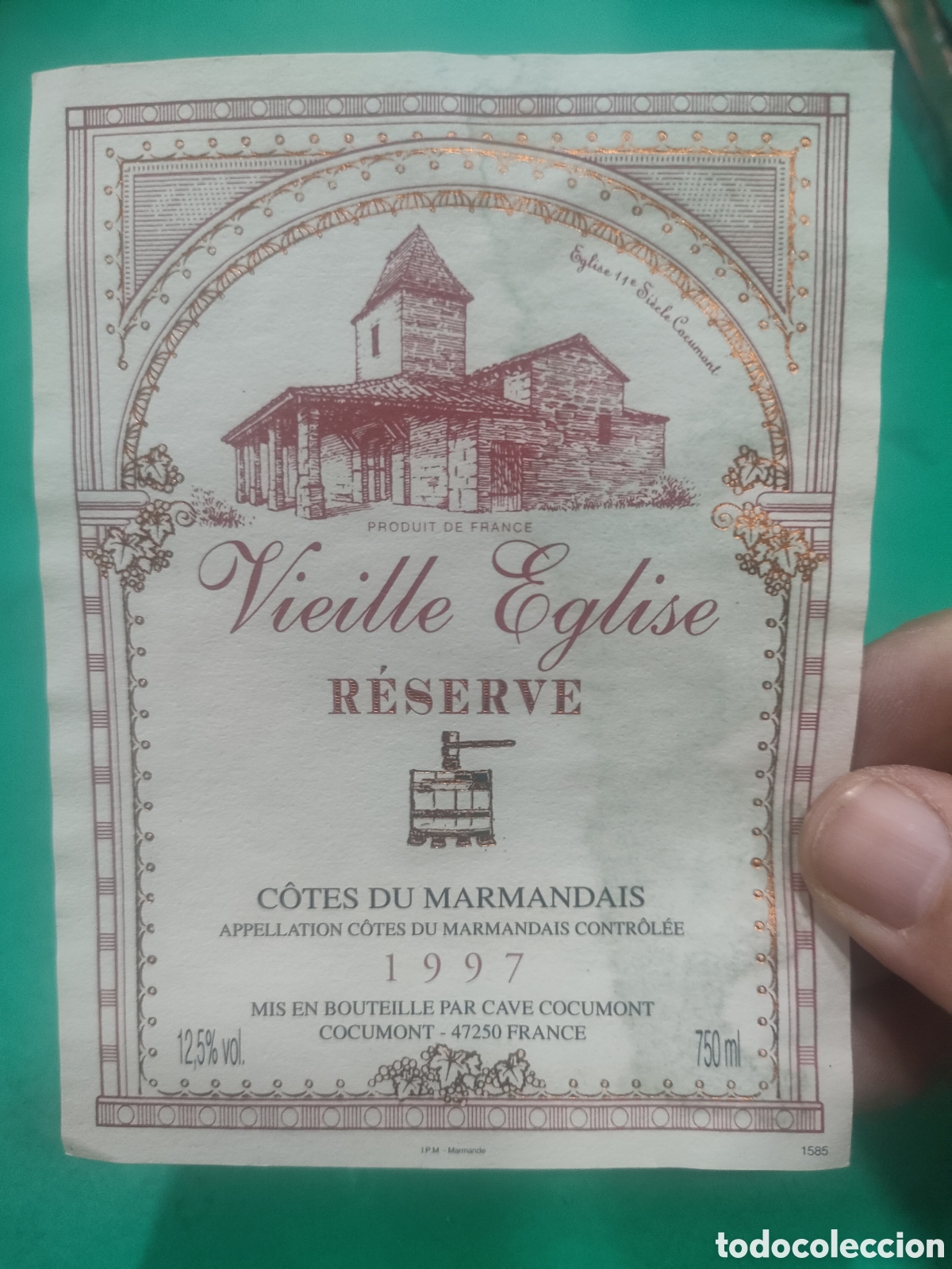 Etiquetas antiguas: Etiqueta VIEILLE EGLISE 1997 Cotes du Marmandais MANCHADA