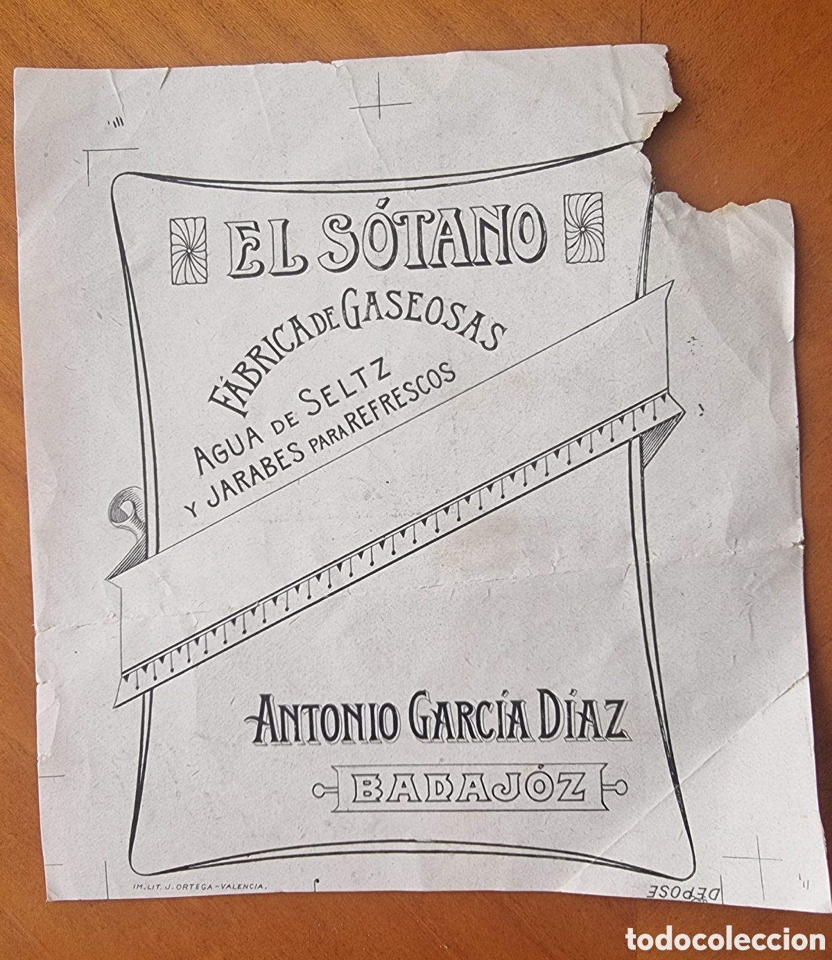 Etiquetas antiguas: Etiqueta f&aacute;brica de Gaseosas Badajoz muy rara y original ved foto