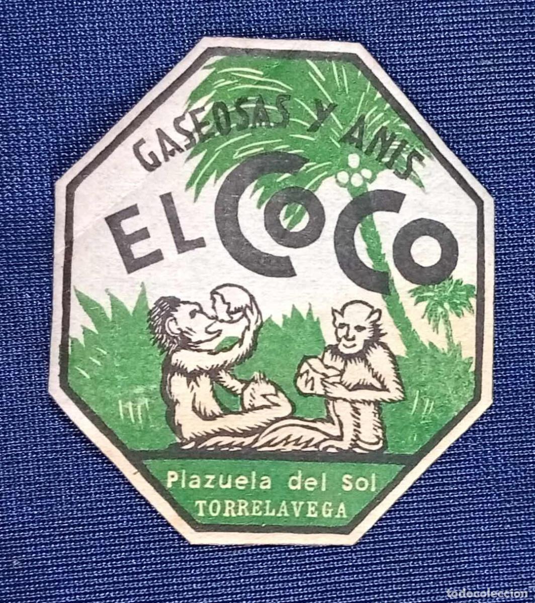 Etiquetas antiguas: ETIQUETA GASEOSAS Y ANIS EL COCO. PLAZUELA DEL SOL. TORRELAVEGA, CANTABRIA.