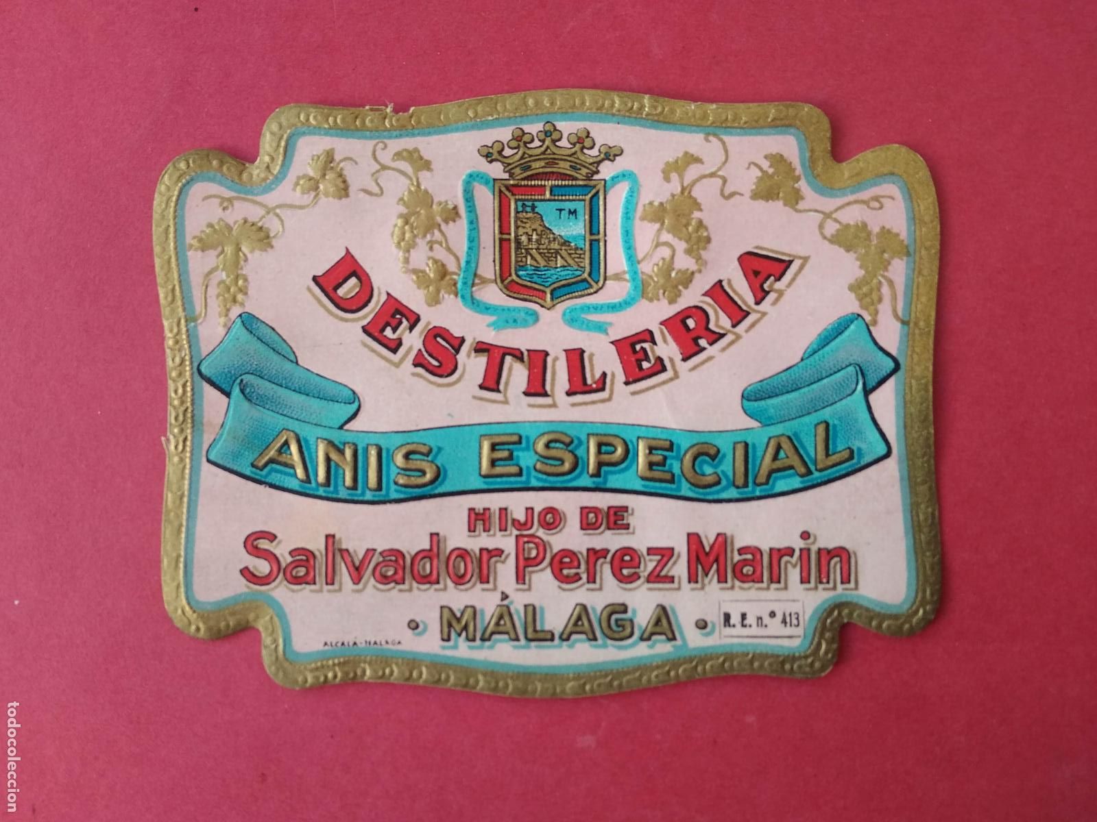 Etiquetas antigas: ETIQUETA DE ANIS ESPECIAL HIJO DE SALVADOR PEREZ MARIN MALAGA