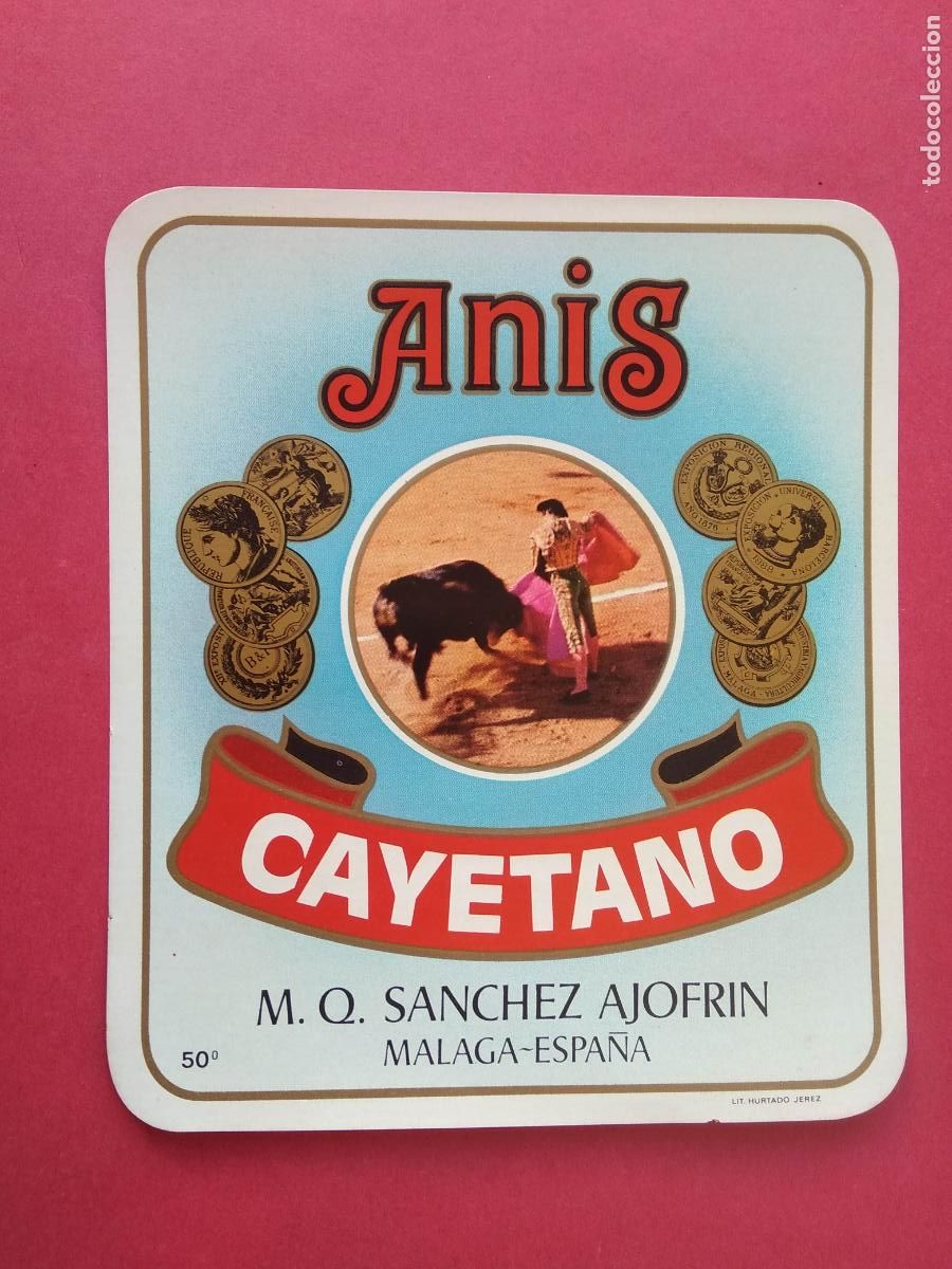 &Eacute;tiquettes anciennes: ETIQUETA DE VINO , ANIS CAYETANO M. Q. SANCHEZ AJOFRIN MALAGA