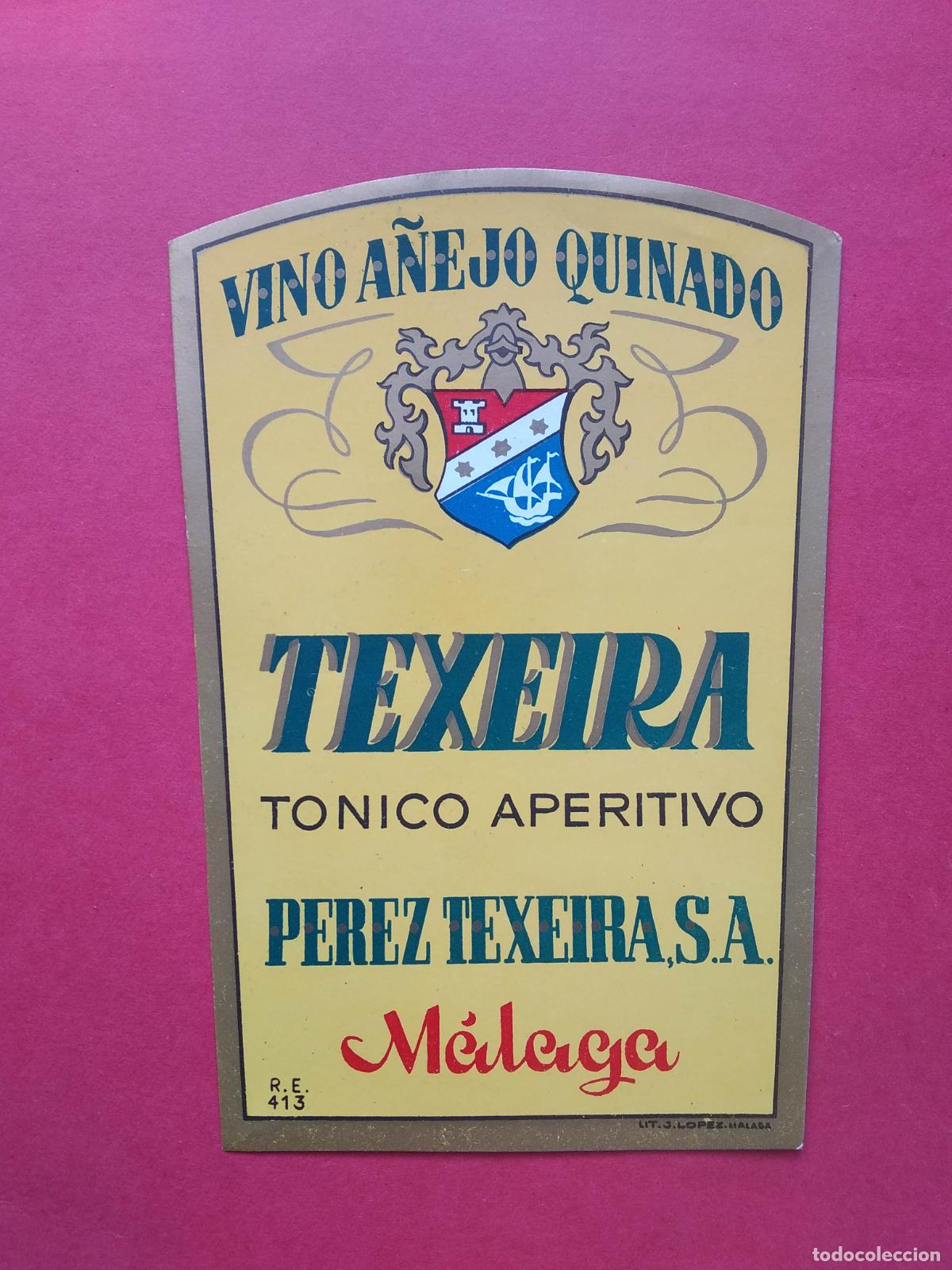 &Eacute;tiquettes anciennes: ETIQUETA DE VINO VALDEPE&Ntilde;AS PEREZ TEXEIRA MALAGA A&Ntilde;EJO QUINADO TONICO