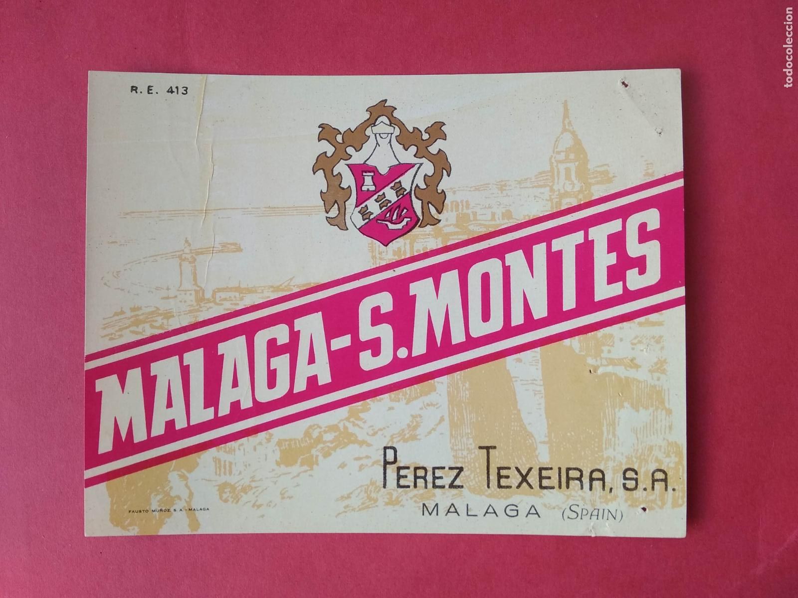 &Eacute;tiquettes anciennes: ETIQUETA DE VINO VALDEPE&Ntilde;AS PEREZ TEXEIRA MALAGA MALAGA