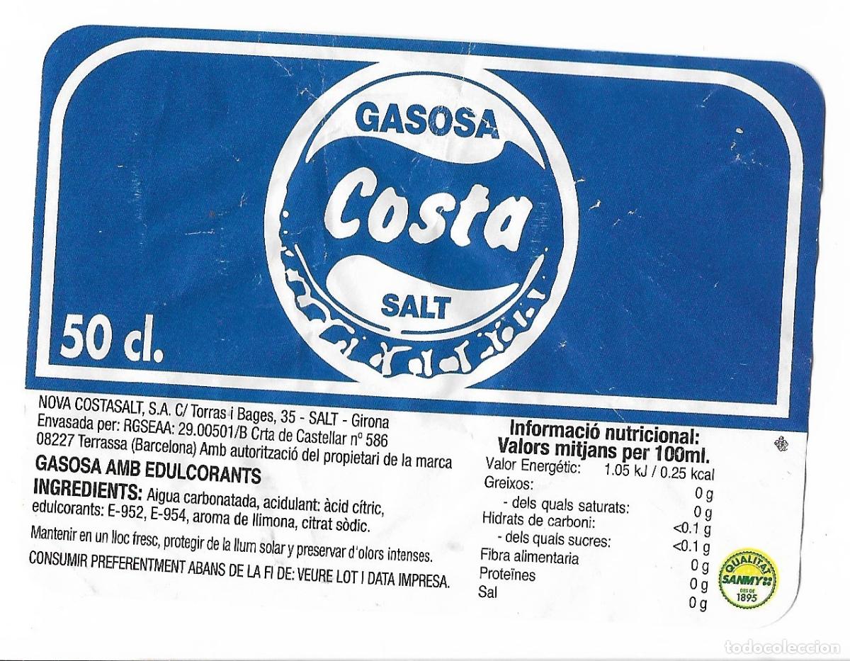 Etiquetas antiguas: GASEOSA COSTA . SALT (GIRONA)