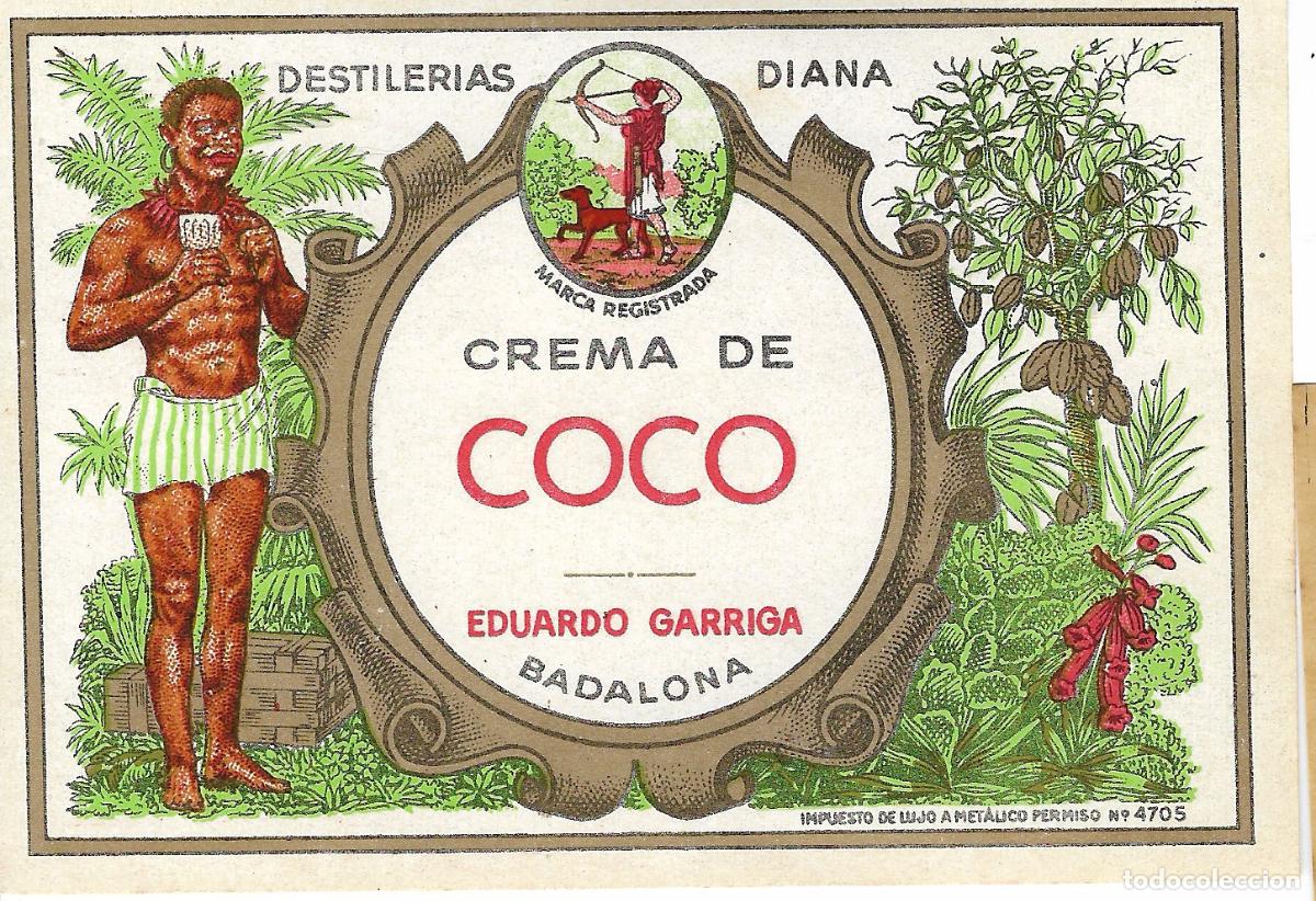 Etiquetas antiguas: EDUARDO GARRIDA / BADALONA ** CREMA DE COCO **