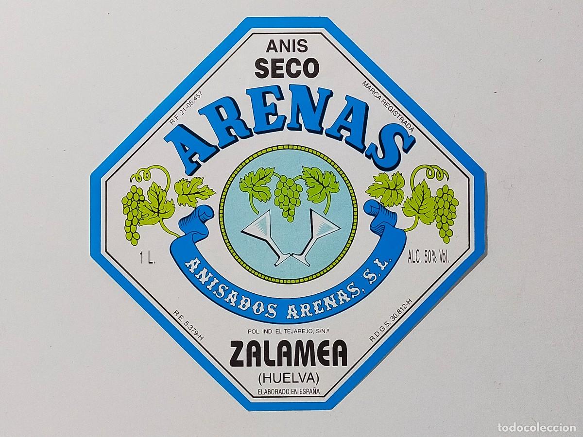 Etiquetas antiguas: Anis Seco: ARENAS - Anisados Arenas, Zalamea (Huelva)