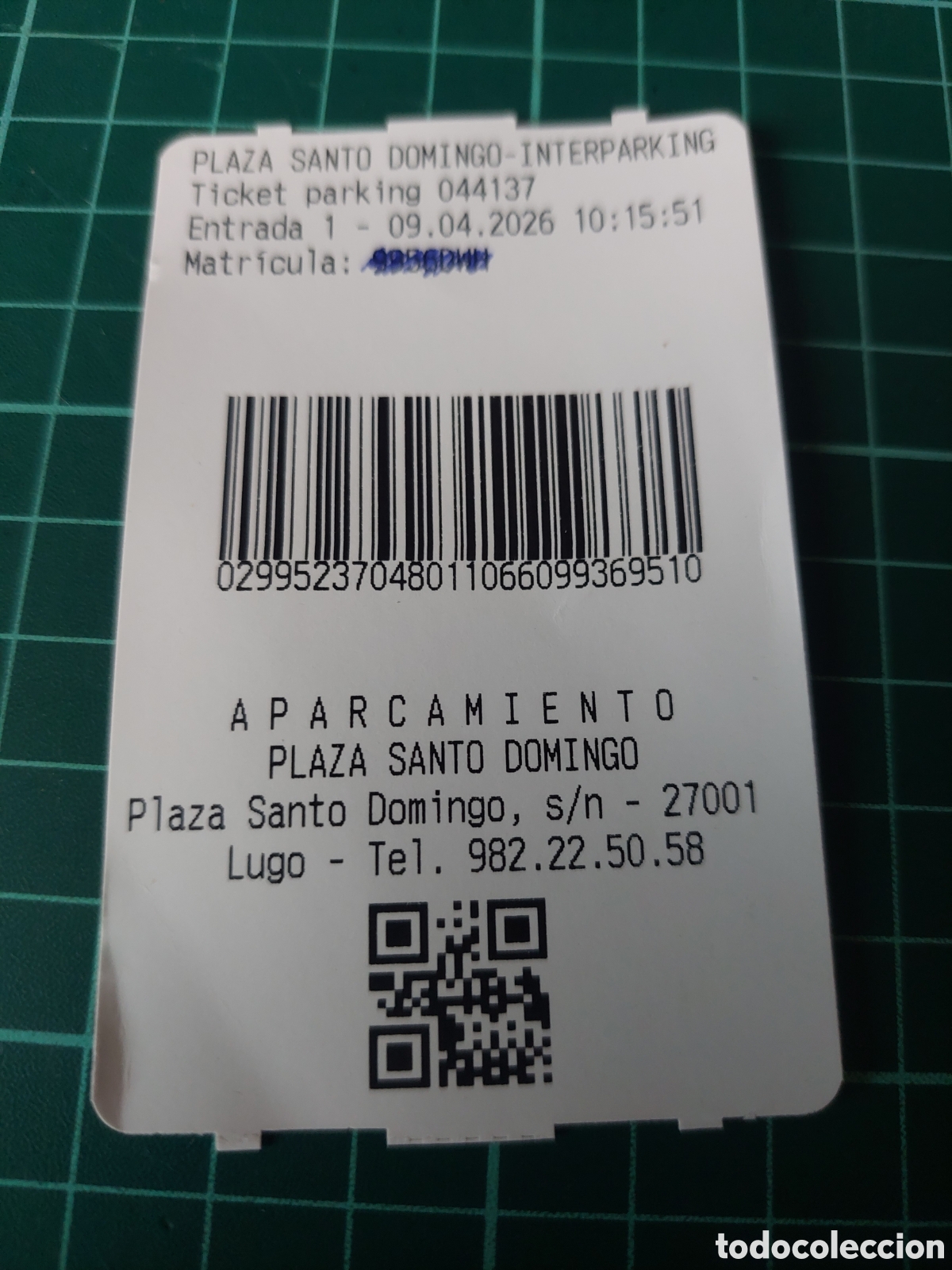 Etiquetas antiguas: TIQUET APARCAMIENTO PLAZA SANTO DOMINGO LUGO Interparking publicidad