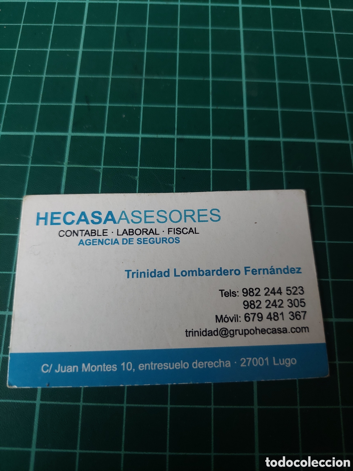 Etiquetas antiguas: TARJETA VISITA HECASA ASESORES LUGO