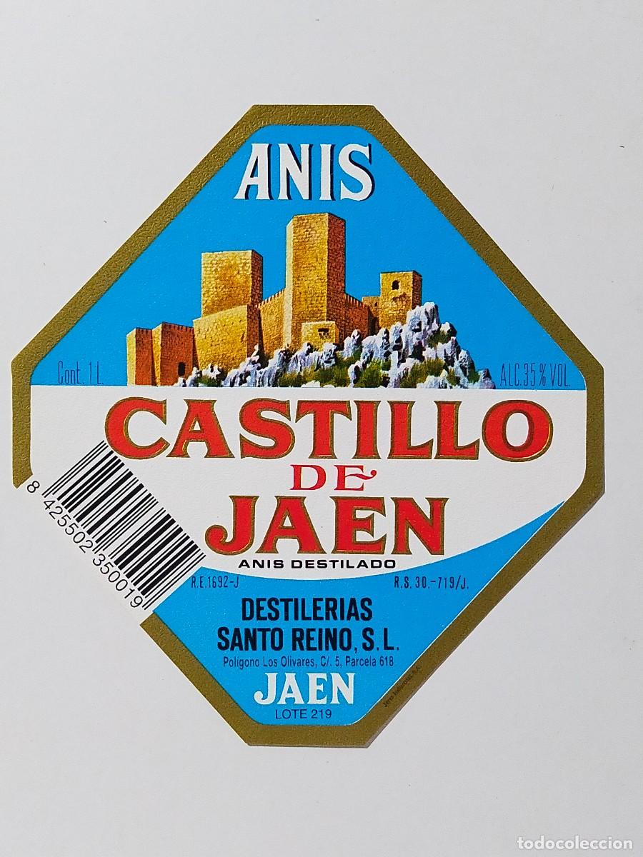 Etiquetas antiguas: Anis: CASTILLO DE JAEN - Destilerias Santo Reino, Ja&eacute;n