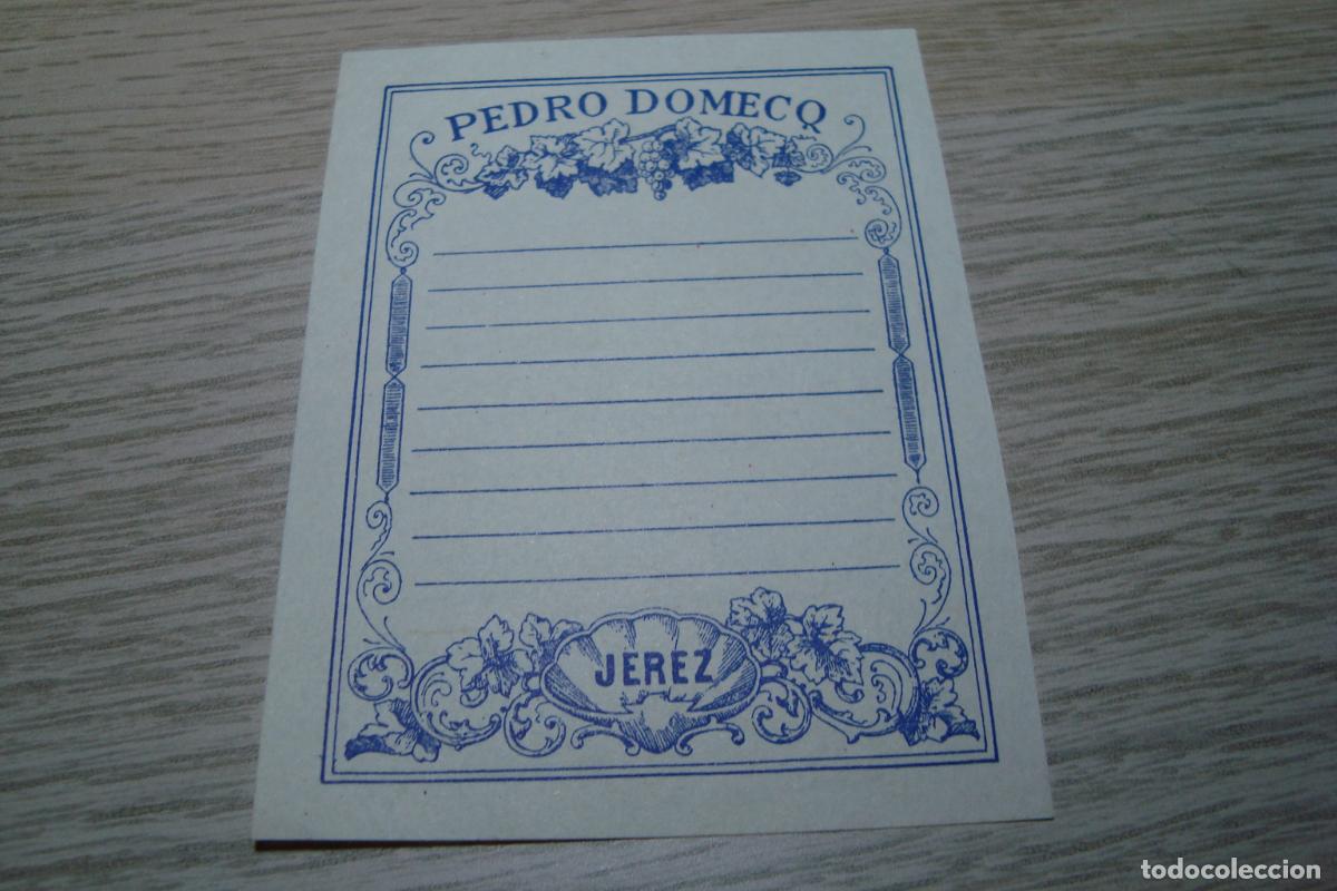 Etiquetas antiguas: ANTIGUA ETIQUETA PEDRO DOMECQ. JEREZ FRONTERA