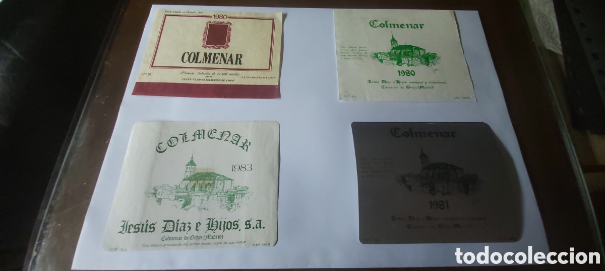 Etiquetas antiguas: 4 ETIQUETAS DE VINO COLMENAR. MADRID. 1980-81-83