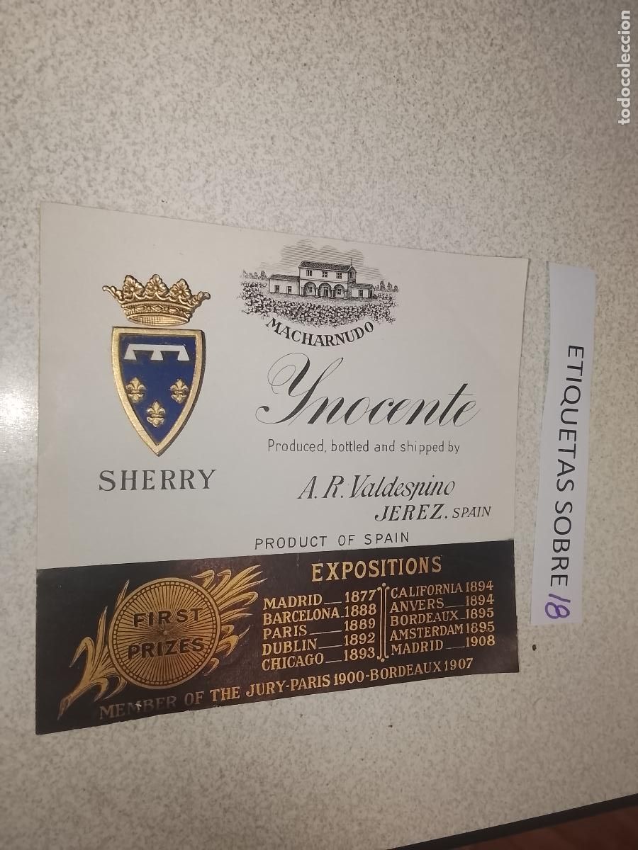 Etiquetas antiguas: HAGA SU OFERTA - ANTIGUA ETIQUETA DE VINO LICOR co&ntilde;ac manzanilla fino SANLUCAR JEREZ CADIZ EL PUERTO