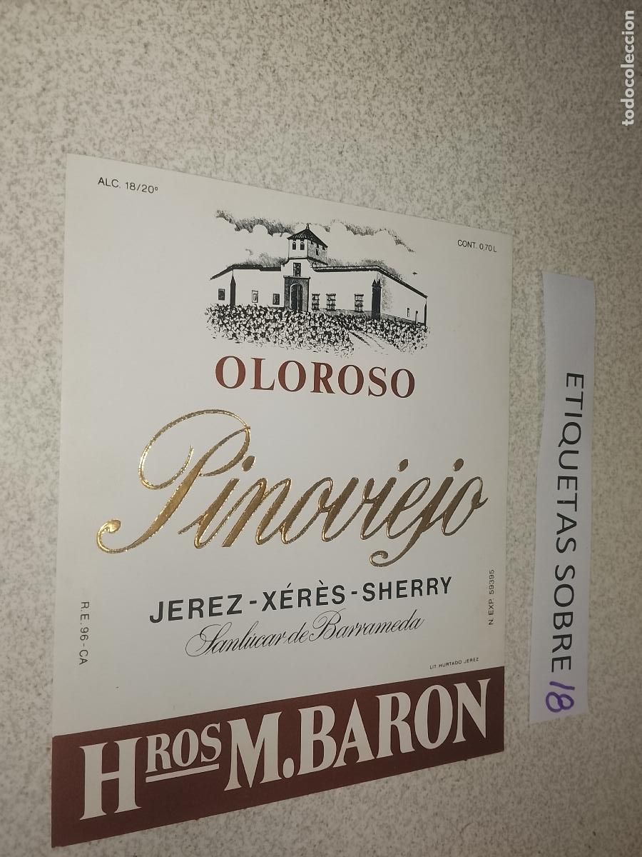 Old Labels: HAGA SU OFERTA - ANTIGUA ETIQUETA DE VINO LICOR co&ntilde;ac manzanilla fino SANLUCAR JEREZ CADIZ EL PUERTO