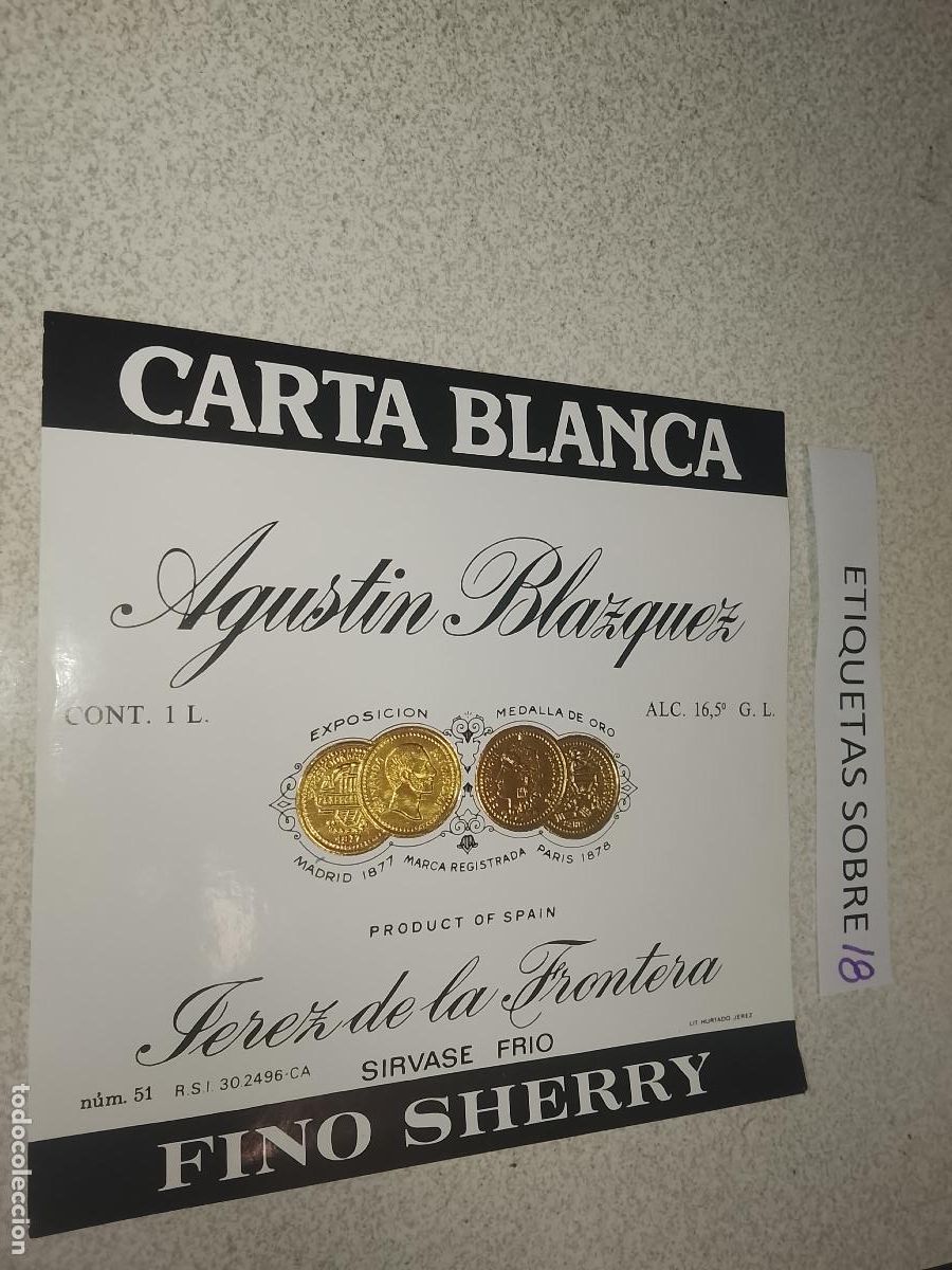 Old Labels: HAGA SU OFERTA - ANTIGUA ETIQUETA DE VINO LICOR co&ntilde;ac manzanilla fino SANLUCAR JEREZ CADIZ EL PUERTO