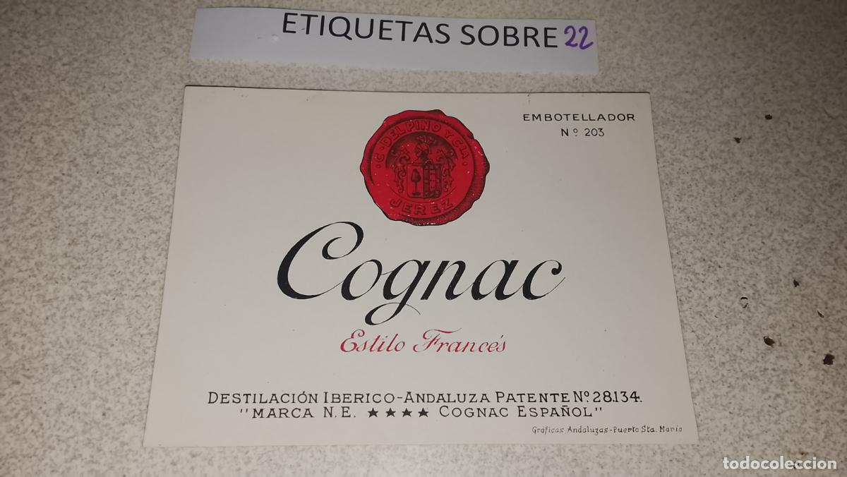 Etiquetas antiguas: HAGA SU OFERTA - ANTIGUA ETIQUETA DE VINO LICOR co&ntilde;ac manzanilla fino SANLUCAR JEREZ CADIZ EL PUERTO