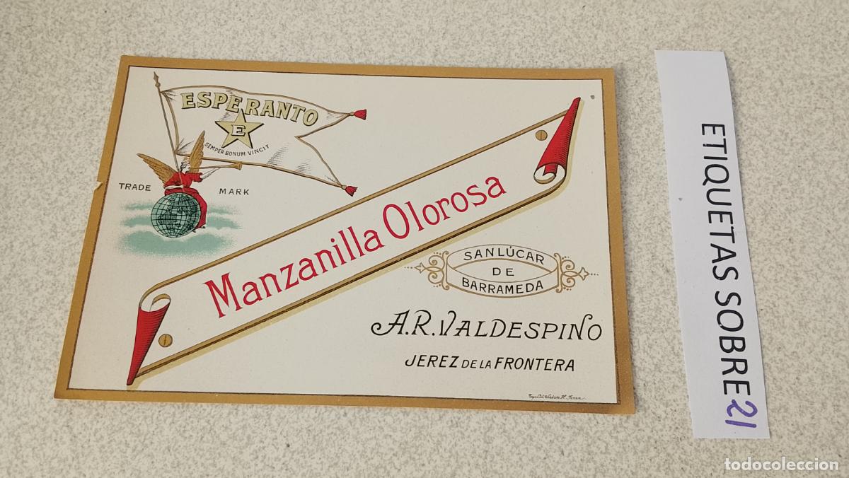 Etiquetas antiguas: HAGA SU OFERTA - ANTIGUA ETIQUETA DE VINO LICOR co&ntilde;ac manzanilla fino SANLUCAR JEREZ CADIZ EL PUERTO