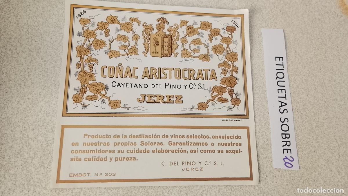 Etiquetas antiguas: HAGA SU OFERTA - ANTIGUA ETIQUETA DE VINO LICOR co&ntilde;ac manzanilla fino SANLUCAR JEREZ CADIZ EL PUERTO