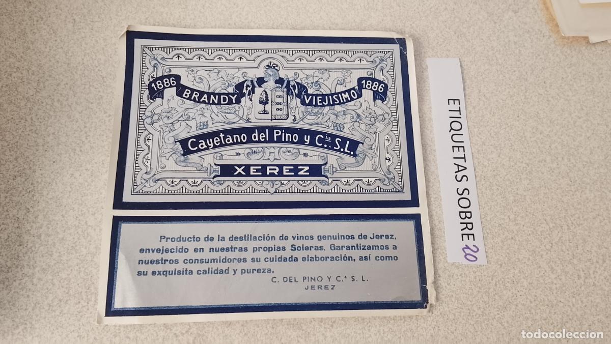 Etiquetas antiguas: HAGA SU OFERTA - ANTIGUA ETIQUETA DE VINO LICOR co&ntilde;ac manzanilla fino SANLUCAR JEREZ CADIZ EL PUERTO