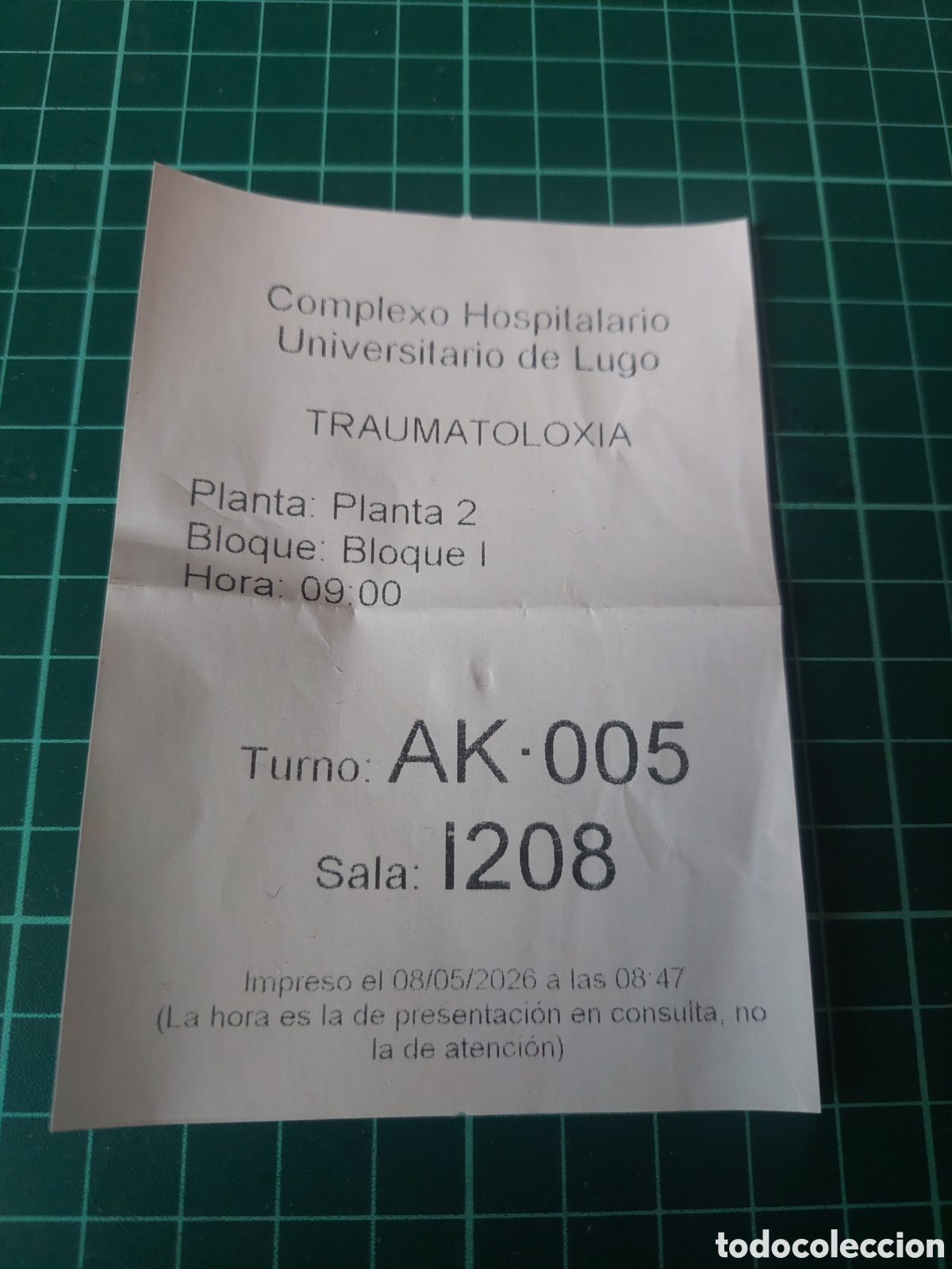 Alte Etiketten: TIKET ETIQUETA HOSPITAL HULA TRAUMOTOLOGIA TURNO SALA