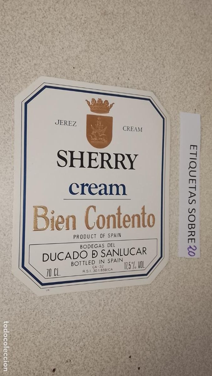 Etiquetas antiguas: HAGA SU OFERTA - ANTIGUA ETIQUETA DE VINO LICOR co&ntilde;ac manzanilla fino SANLUCAR JEREZ CADIZ EL PUERTO