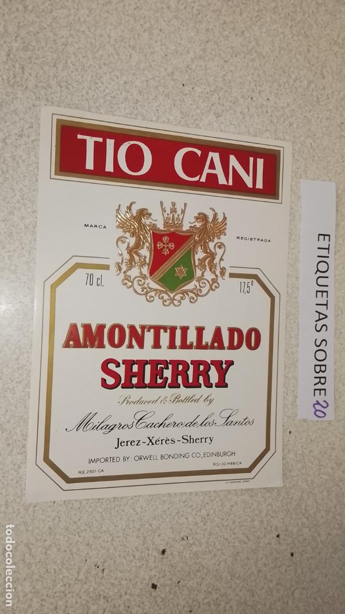 Etiquetas antiguas: HAGA SU OFERTA - ANTIGUA ETIQUETA DE VINO LICOR co&ntilde;ac manzanilla fino SANLUCAR JEREZ CADIZ EL PUERTO