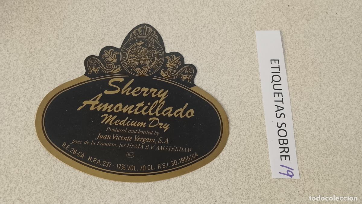 Etichette antiche: HAGA SU OFERTA - ANTIGUA ETIQUETA DE VINO LICOR co&ntilde;ac manzanilla fino SANLUCAR JEREZ CADIZ EL PUERTO