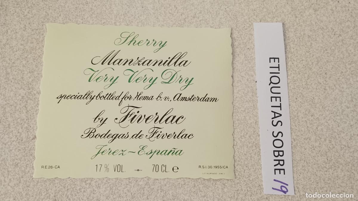 Etichette antiche: HAGA SU OFERTA - ANTIGUA ETIQUETA DE VINO LICOR co&ntilde;ac manzanilla fino SANLUCAR JEREZ CADIZ EL PUERTO